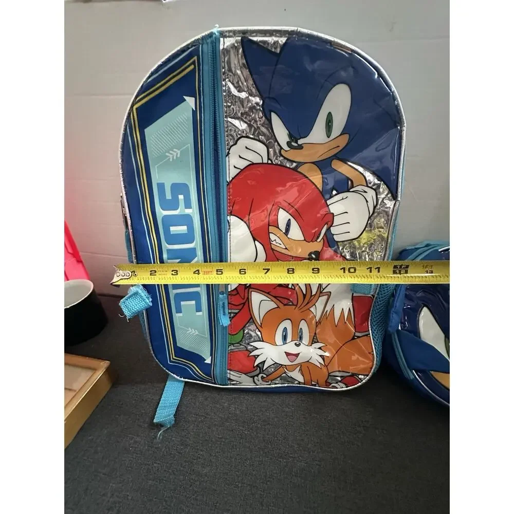 Sonic The Hedgehog Backpack w/ Attached Lunch Bag Knuckles Tails Kids School